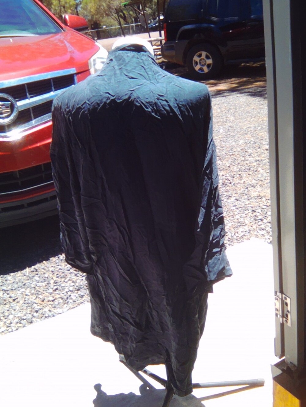 Polka Dot Cross-Back Chemise Slip in Black - Picture 4 of 4